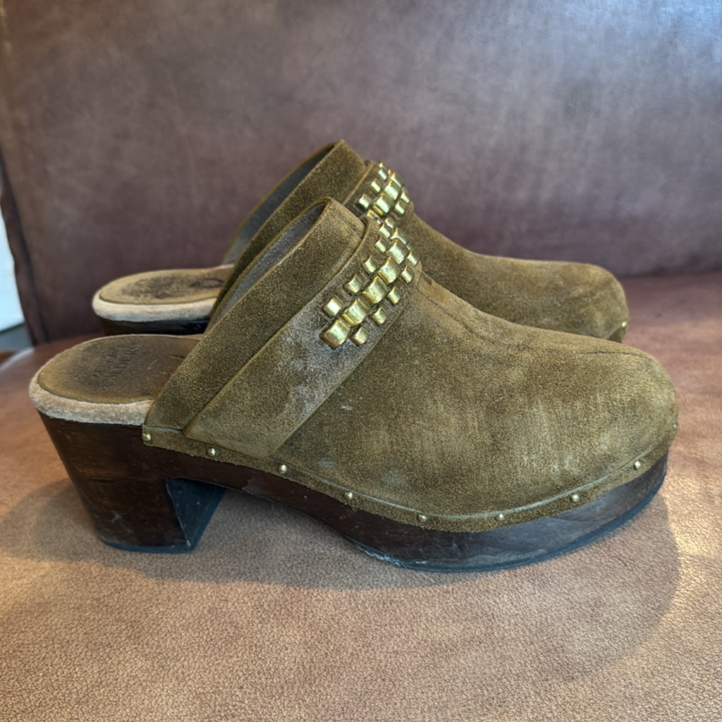 Calleen Cordero Rolex Suede Clog In Olive Size 8 Fits 885
